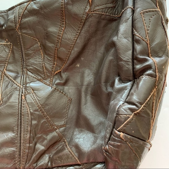 Vintage Purse Brown Leather Patchwork Design Shoulder Bag Western Grandma Rodeo - Picture 5 of 11